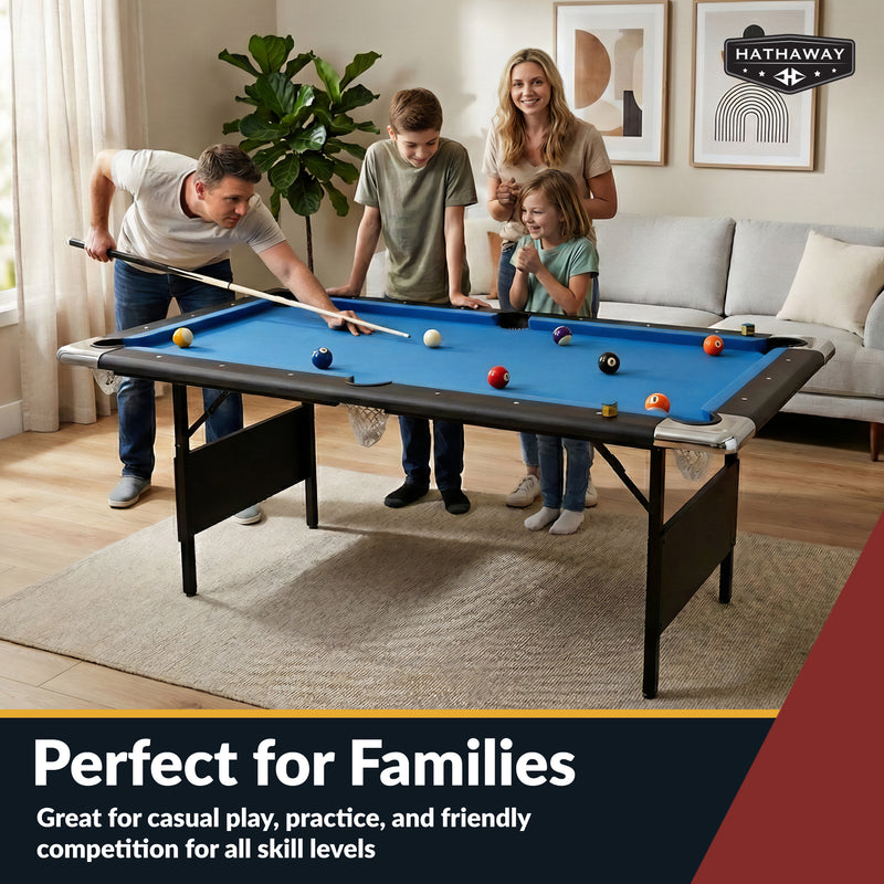 Hathaway Fairmont 6-ft Portable Pool Table - Black with Blue Felt — image 8