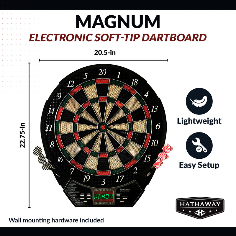Hathaway Magnum 15.5-in Electronic Dartboard - 20 Games - Soft Tip — image 3