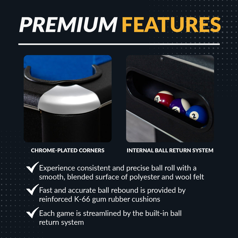 Hathaway Hustler 8-ft Pool Table with Ball Return - Black with Blue Felt — image 5