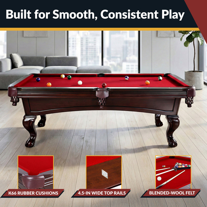 Hathaway Augusta 8-ft Pool Table - Mahogany Finish with Red Felt — image 5