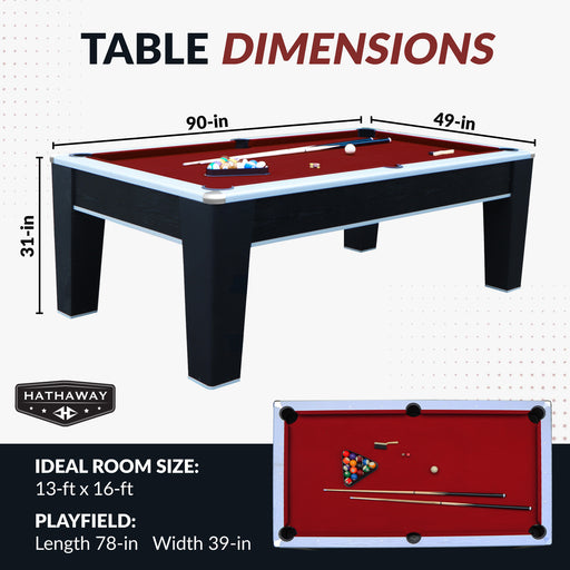 Hathaway Mirage 90-in Pool Table - Black and Silver with Dark Red Felt — image 2