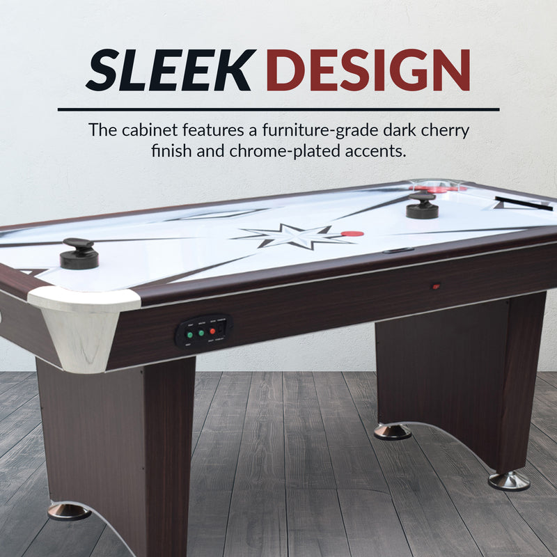 Hathaway Midtown II 6-ft Air Hockey Table with LED Scoring - Dark Cherry Finish — image 8