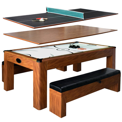 Hathaway Sherwood 7-ft Air Hockey Table Combo Set with Benches — image 1