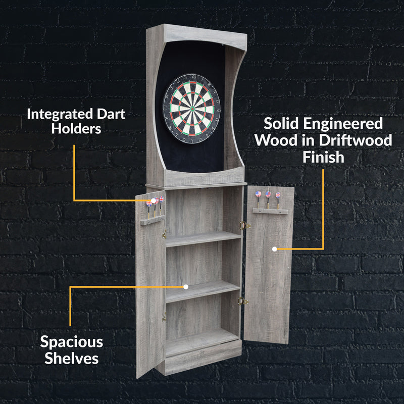 Hathaway Westwood Bristle Dartboard and 84-in Free-Standing Cabinet - Rustic Gray — image 8