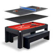 Hathaway Park Avenue 7-ft Pool Table Combo Set with Benches - Black with Red Felt — image 2