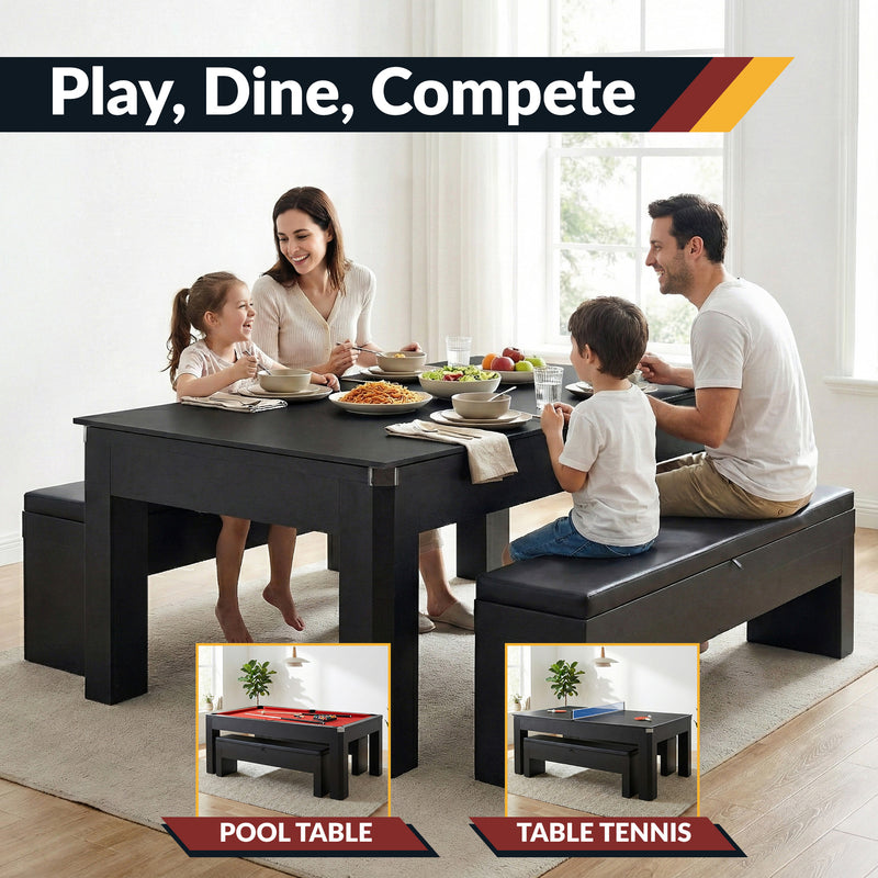 Hathaway Park Avenue 7-ft Pool Table Combo Set with Benches - Black with Red Felt — image 7