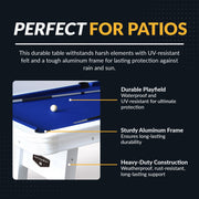 Hathaway Alpine 8-ft Outdoor Pool Table - White with Blue Felt — image 3