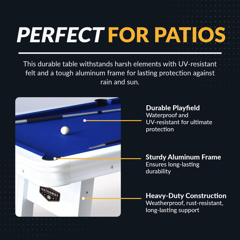 Hathaway Alpine 8-ft Outdoor Pool Table - White with Blue Felt — image 3