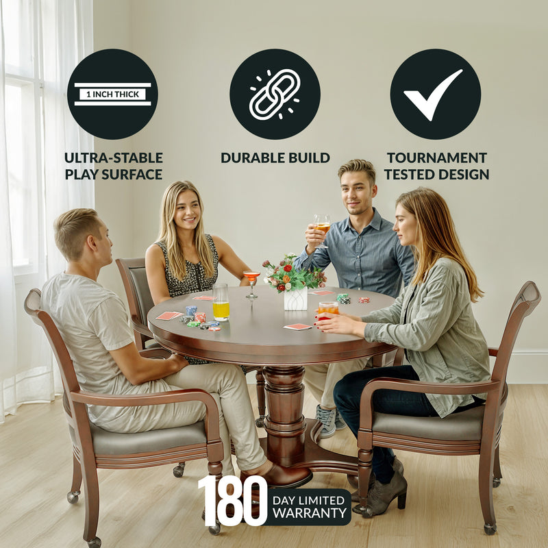 Hathaway Bridgeport 48-in Poker Table and Dining Top with 4 Arm Chairs - Walnut Finish — image 5