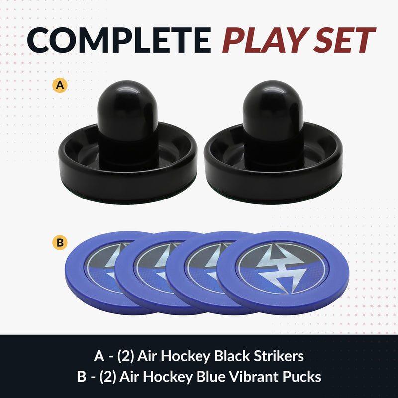 Hathaway Air Hockey 3.75" Strikers and 2.87" Pucks - Black and Blue — image 3