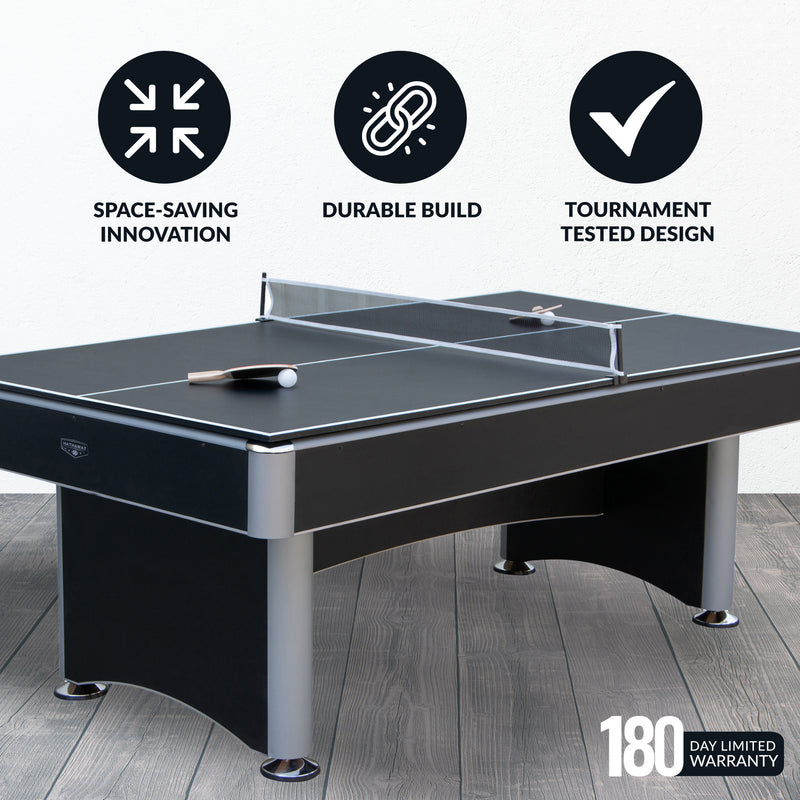 Hathaway Maverick II 7-ft Pool Table with Table Tennis Top - Black with Blue Felt — image 4