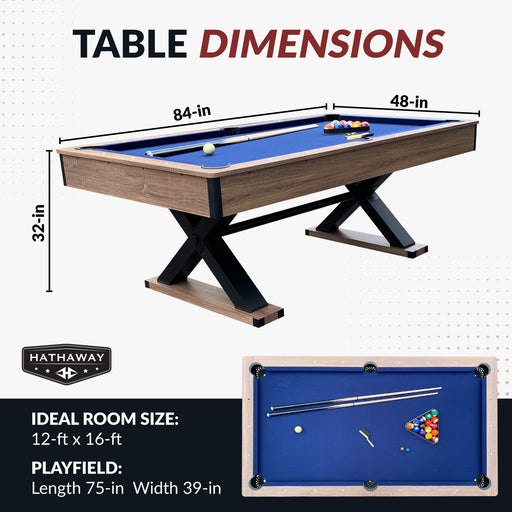 Hathaway Excalibur 7-ft Pool Table - Driftwood Finish with Blue Felt — image 2