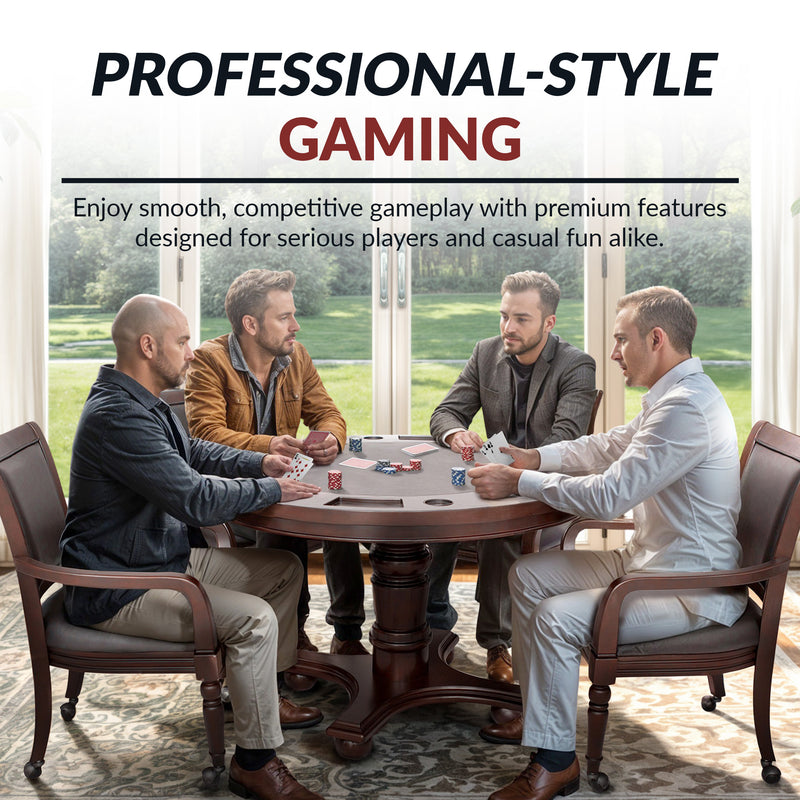 Hathaway Bridgeport 48-in Poker Table and Dining Top with 4 Arm Chairs - Walnut Finish — image 8