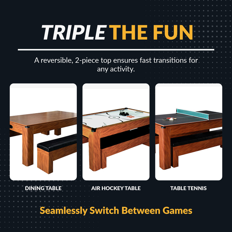 Hathaway Sherwood 7-ft Air Hockey Table Combo Set with Benches — image 4