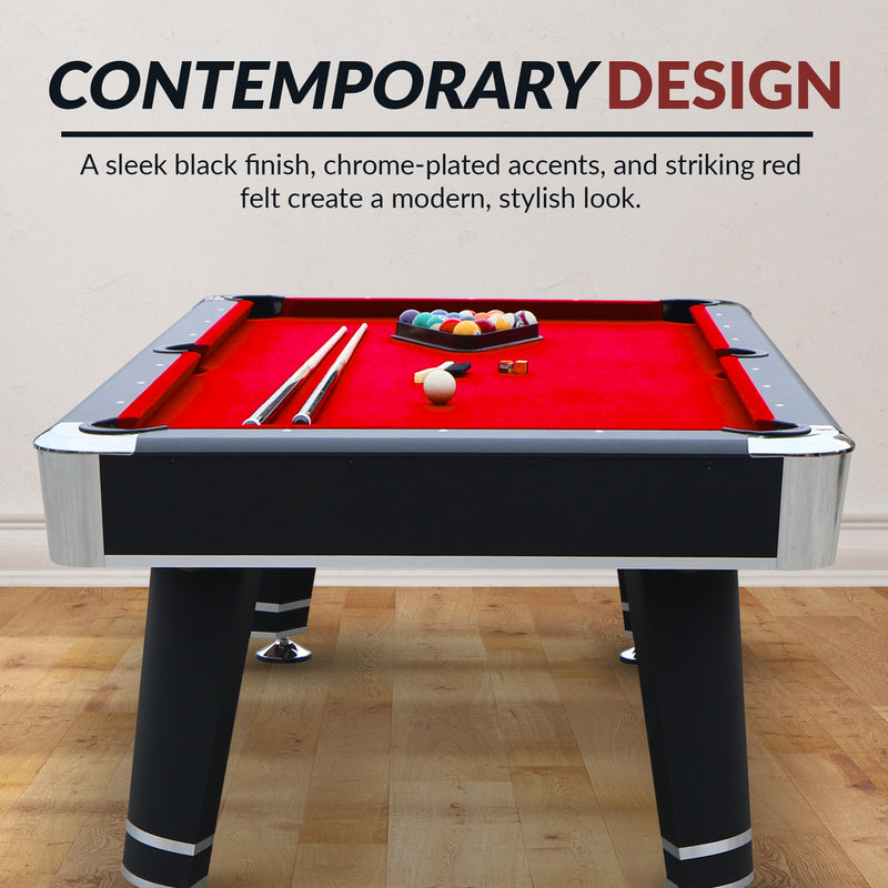 Hathaway Jupiter 7-ft Pool Table - Black with Red Felt — image 7