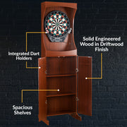Hathaway Outlaw Electronic Dartboard and 81-in Free-Standing Cabinet - Cherry Finish — image 8