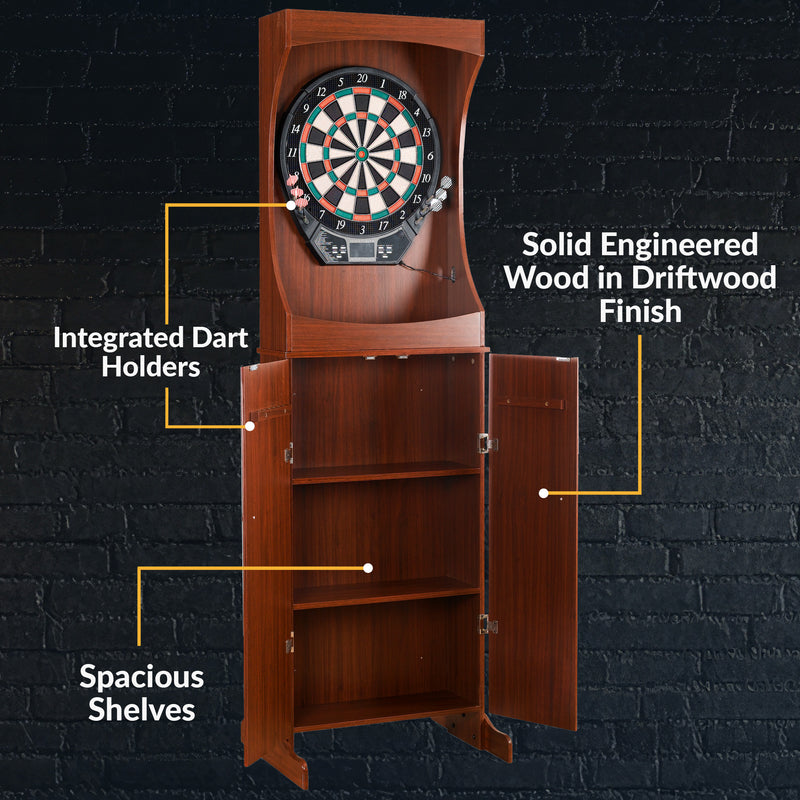 Hathaway Outlaw Electronic Dartboard and 81-in Free-Standing Cabinet - Cherry Finish — image 8