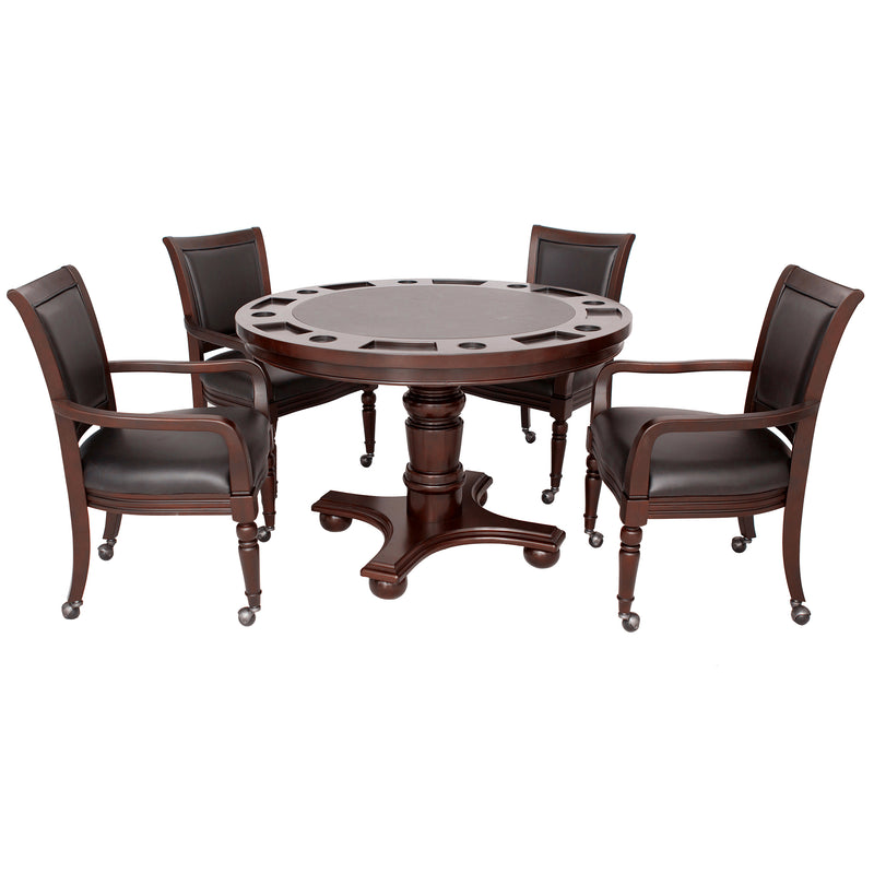 Hathaway Bridgeport 48-in Poker Table and Dining Top with 4 Arm Chairs - Walnut Finish — image 1