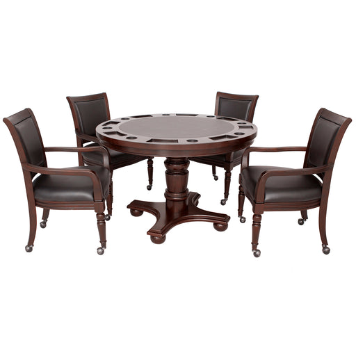 Hathaway Bridgeport 48-in Poker Table and Dining Top with 4 Arm Chairs - Walnut Finish — image 1