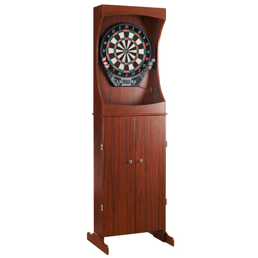 Hathaway Outlaw Electronic Dartboard and 81-in Free-Standing Cabinet - Cherry Finish — image 1