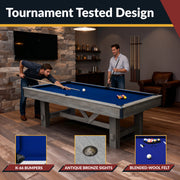 Hathaway Logan 7-ft Pool Table Combo Set with Benches - Rustic Gray with Blue Felt — image 5