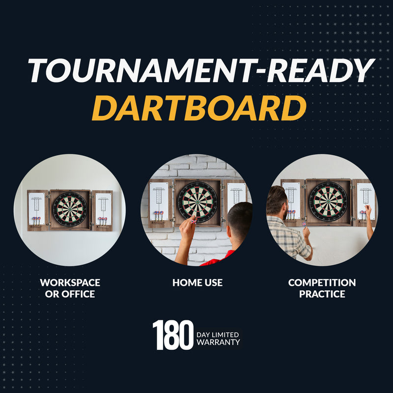 Hathaway Winchester Bristle Dartboard and Cabinet Set - Driftwood Finish — image 6