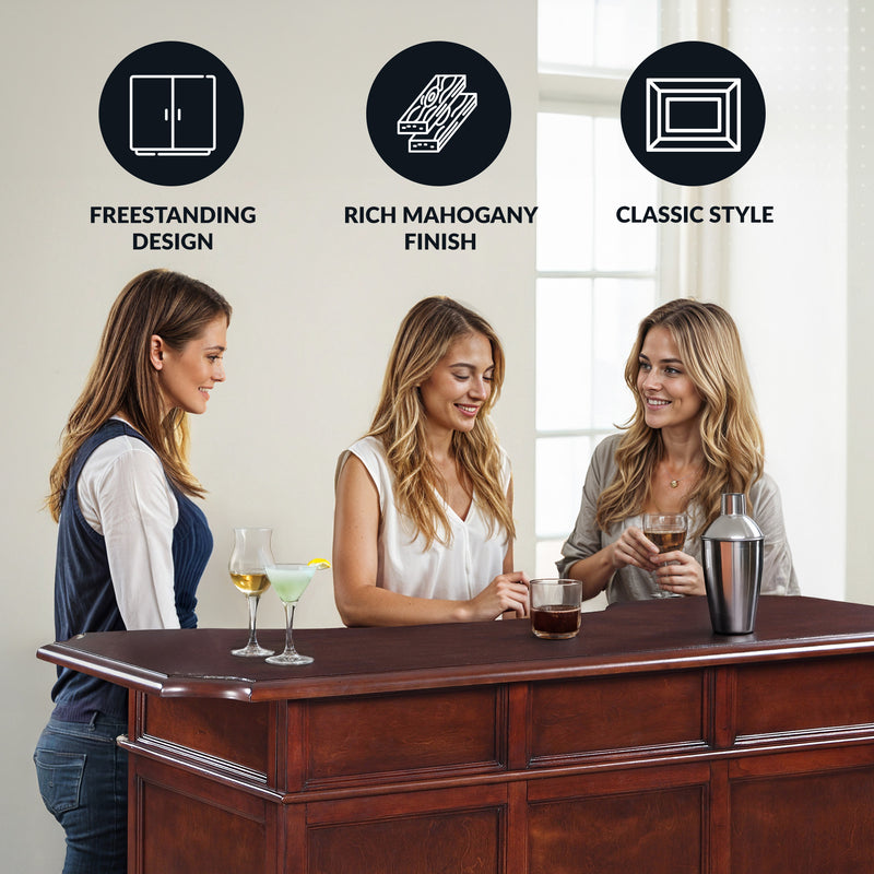 Hathaway Ridgeline 60-in Hardwood Home Bar with Storage - Mahogany Finish — image 5