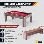 Hathaway Newport 7-ft Pool Table Combo Set with Benches - Light Oak with Red Felt — image 3