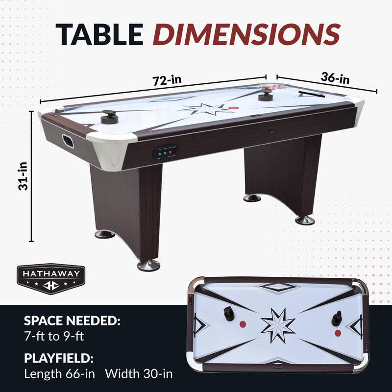 Hathaway Midtown II 6-ft Air Hockey Table with LED Scoring - Dark Cherry Finish — image 3