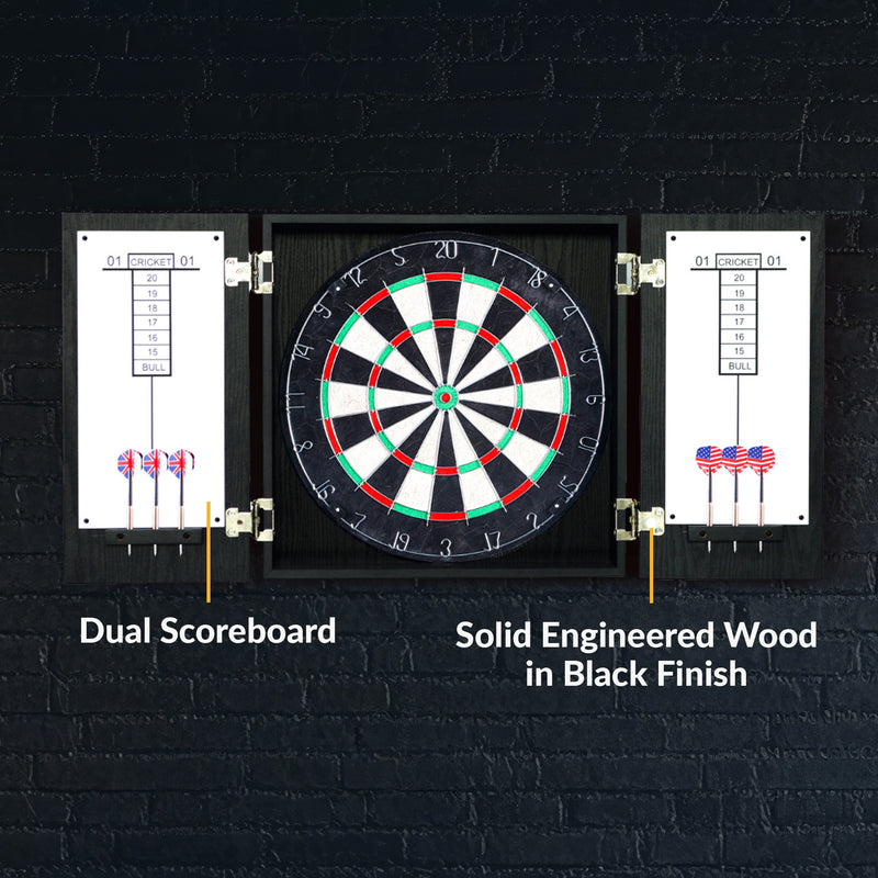 Hathaway Winchester Bristle Dartboard and Cabinet Set - Black — image 8