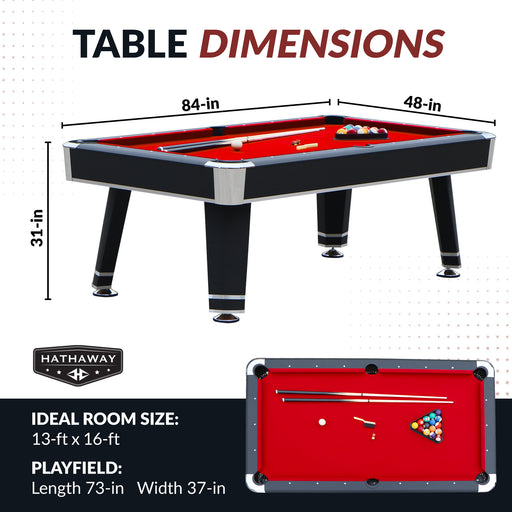 Hathaway Jupiter 7-ft Pool Table - Black with Red Felt — image 2