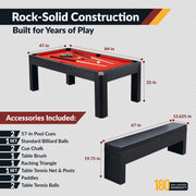 Hathaway Park Avenue 7-ft Pool Table Combo Set with Benches - Black with Red Felt — image 4