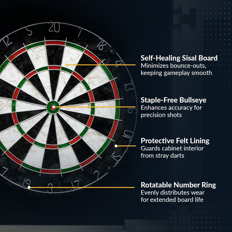 Hathaway Drifter Bristle Dartboard and Cabinet Set - Rustic Gray — image 4