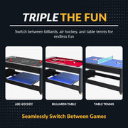 Hathaway Triple Threat 6-ft Air Hockey 3-in-1 Rotating Multi-Game Table and Cabinet — image 4