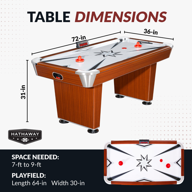 Hathaway Midtown 72" Air Hockey Table with LED Scoring - Cherry Finish — image 3