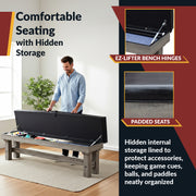 Hathaway Logan 7-ft Pool Table Combo Set with Benches - Rustic Gray with Blue Felt — image 8