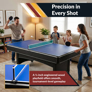 Hathaway Maverick 7-ft Pool Table with Table Tennis Top - Black with Red Felt — image 6