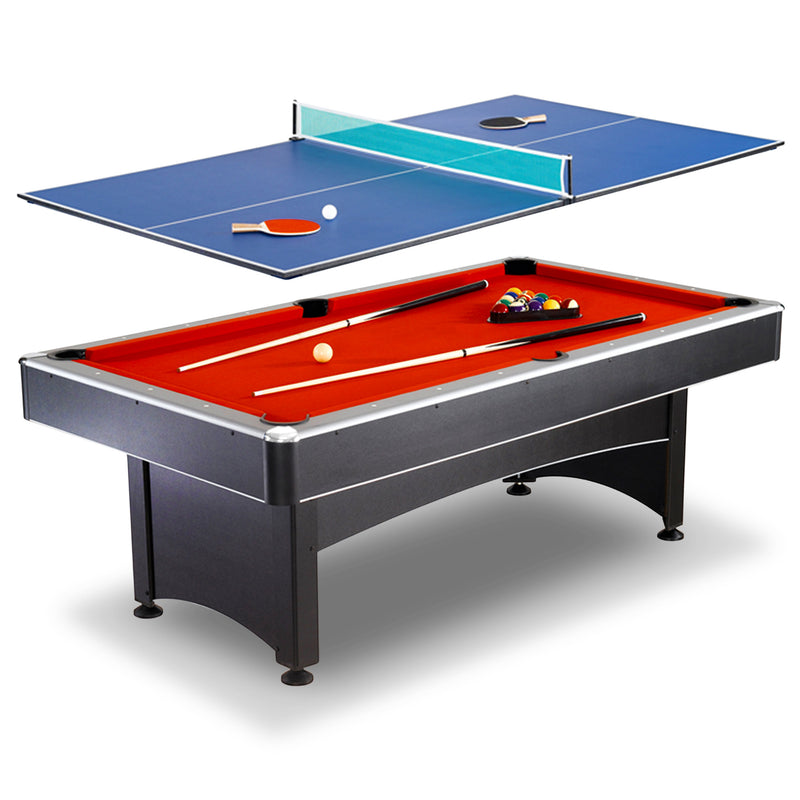 Hathaway Maverick 7-ft Pool Table with Table Tennis Top - Black with Red Felt — image 1