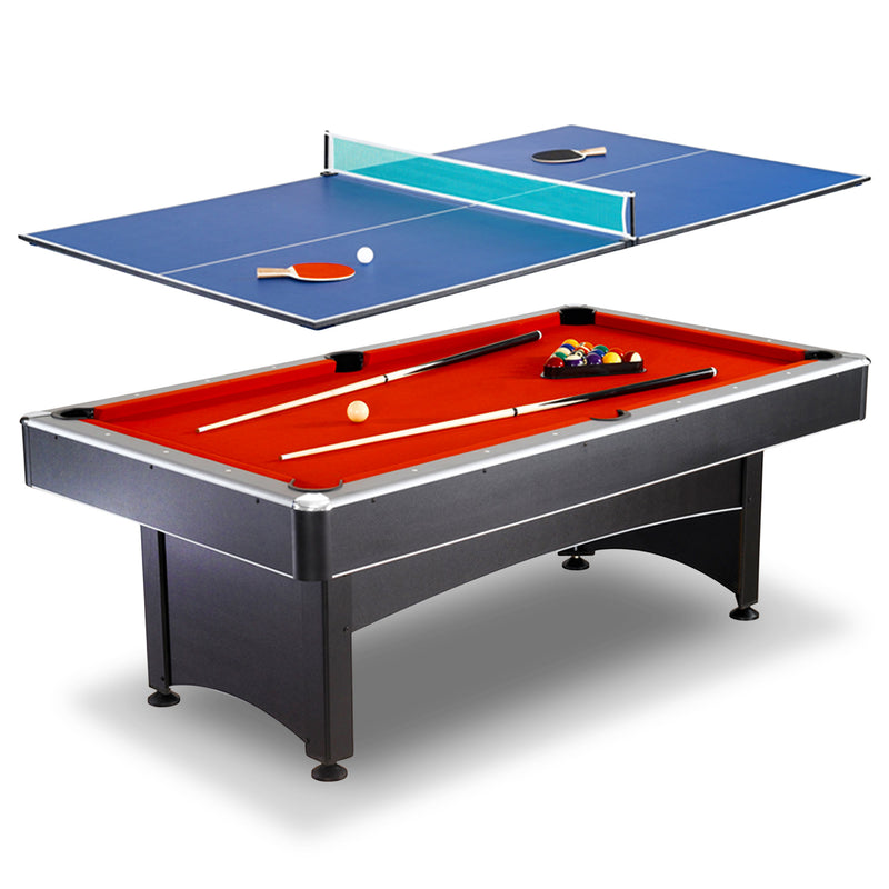 Hathaway Maverick 7-ft Pool Table with Table Tennis Top - Black with Red Felt — image 2