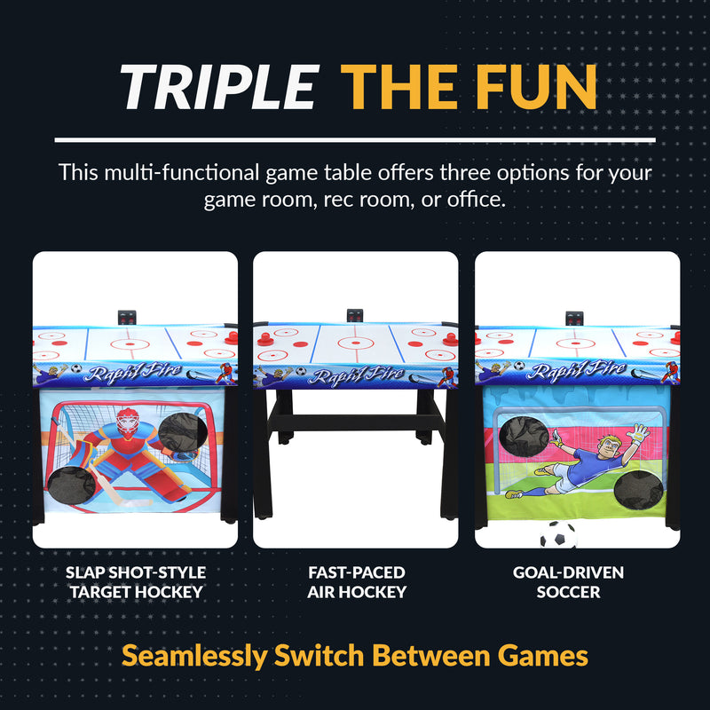 Hathaway Rapid Fire 42-in Air Hockey 3-in-1 Multi-Game Table — image 4