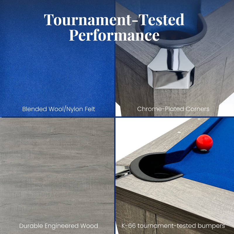 Hathaway Newport 7-ft Pool Table Combo Set with Benches - Rustic Grey with Blue Felt — image 5