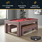 Hathaway Newport 7-ft Pool Table Combo Set with Benches - Light Oak with Red Felt — image 2