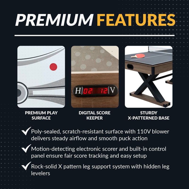 Hathaway Excalibur 72" Air Hockey Table with LED Scoring and Table Tennis Top — image 6