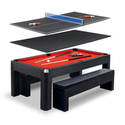 Hathaway Park Avenue 7-ft Pool Table Combo Set with Benches - Black with Red Felt — image 1