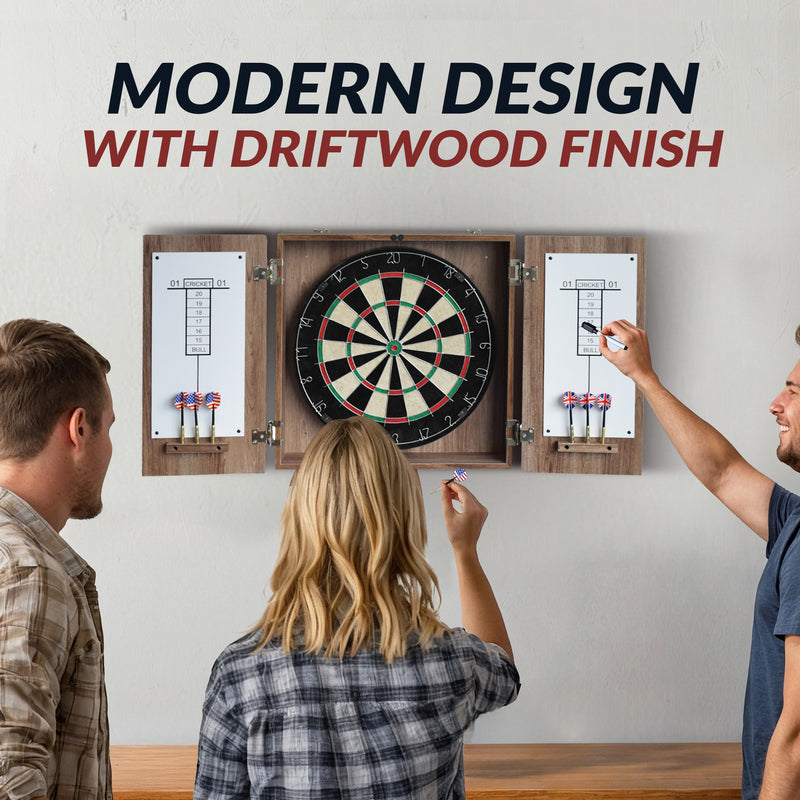 Hathaway Winchester Bristle Dartboard and Cabinet Set - Driftwood Finish — image 5