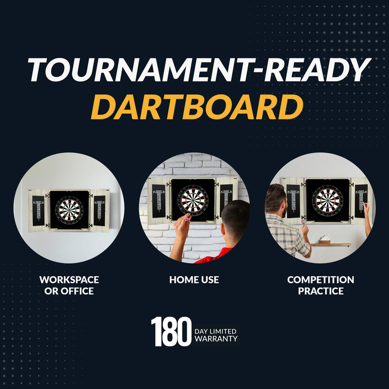 Hathaway Drifter Bristle Dartboard and Cabinet Set - Rustic Gray — image 6