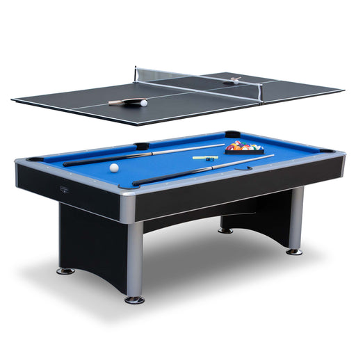 Hathaway Maverick II 7-ft Pool Table with Table Tennis Top - Black with Blue Felt — image 1