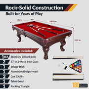 Hathaway Augusta 8-ft Pool Table - Mahogany Finish with Red Felt — image 4