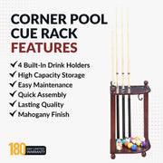 Hathaway Regent 28-in Corner Floor Billiard Cue Rack - Mahogany Finish — image 4