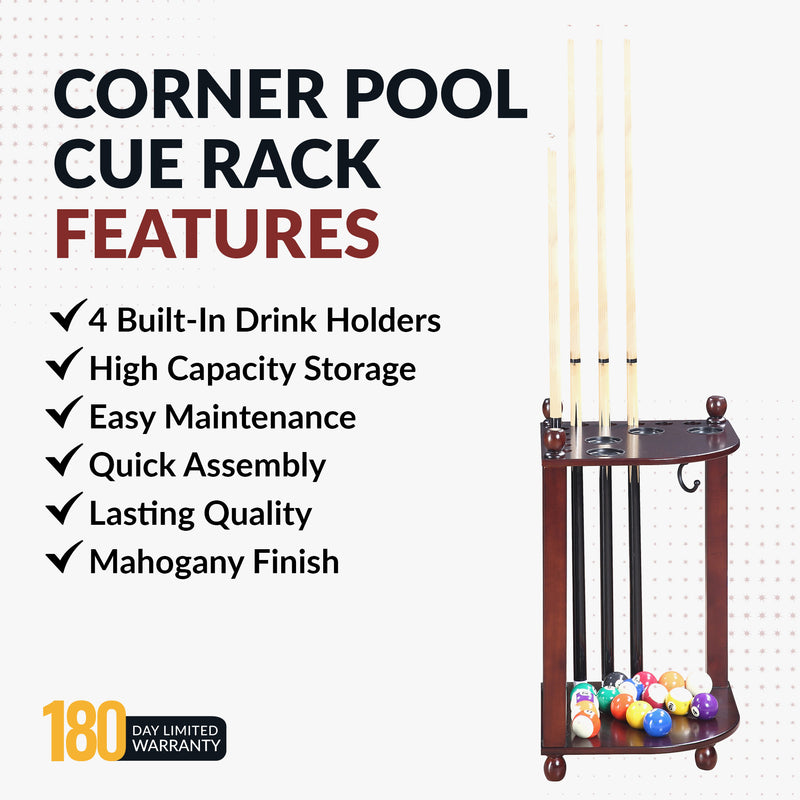 Hathaway Regent 28-in Corner Floor Billiard Cue Rack - Mahogany Finish — image 4
